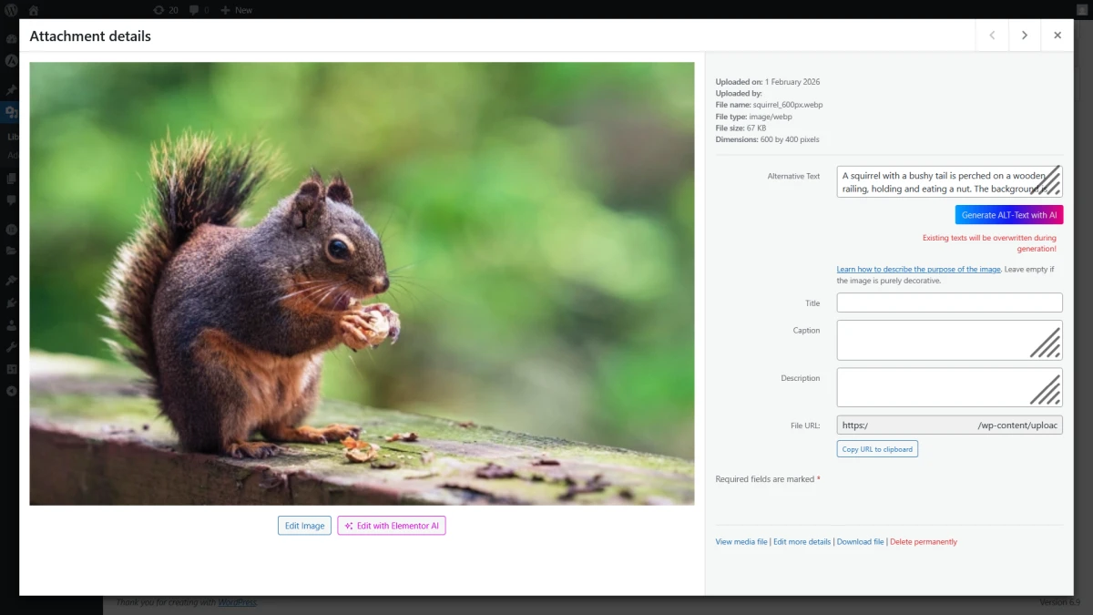 Generate ALT text with AI in WordPres Media Library (tiles)