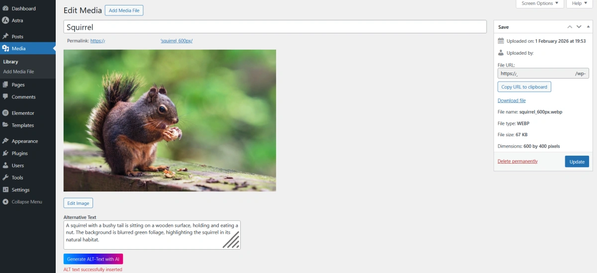 Set Alternate Text with AI in WordPress Media Library