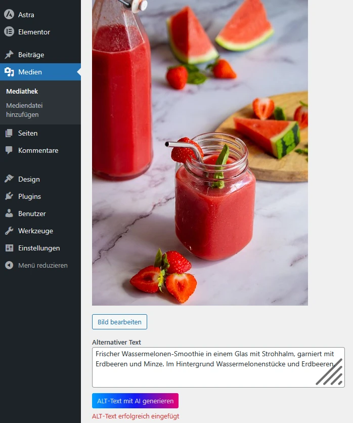 Beispiel für ein mit KI generierten ALT-Text für ein WordPress Bild