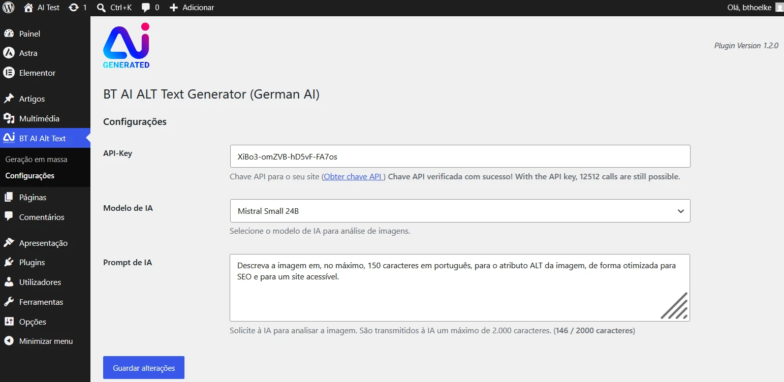 Definições do plugin de IA