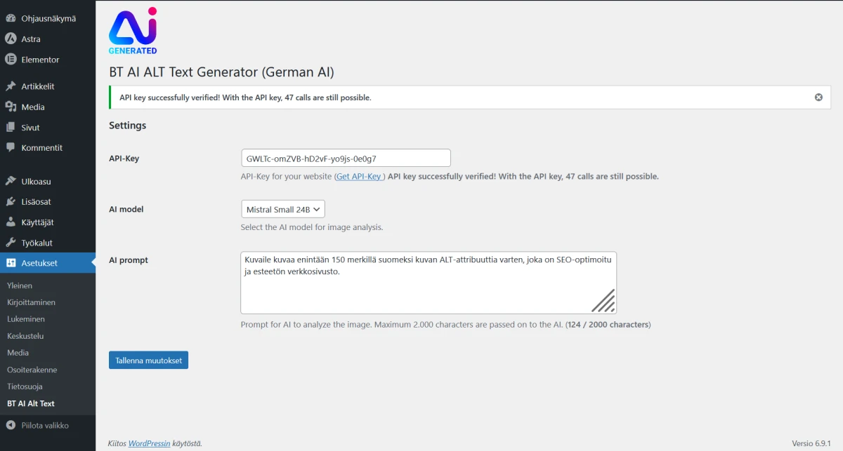 AI prompt in Finnish or another language